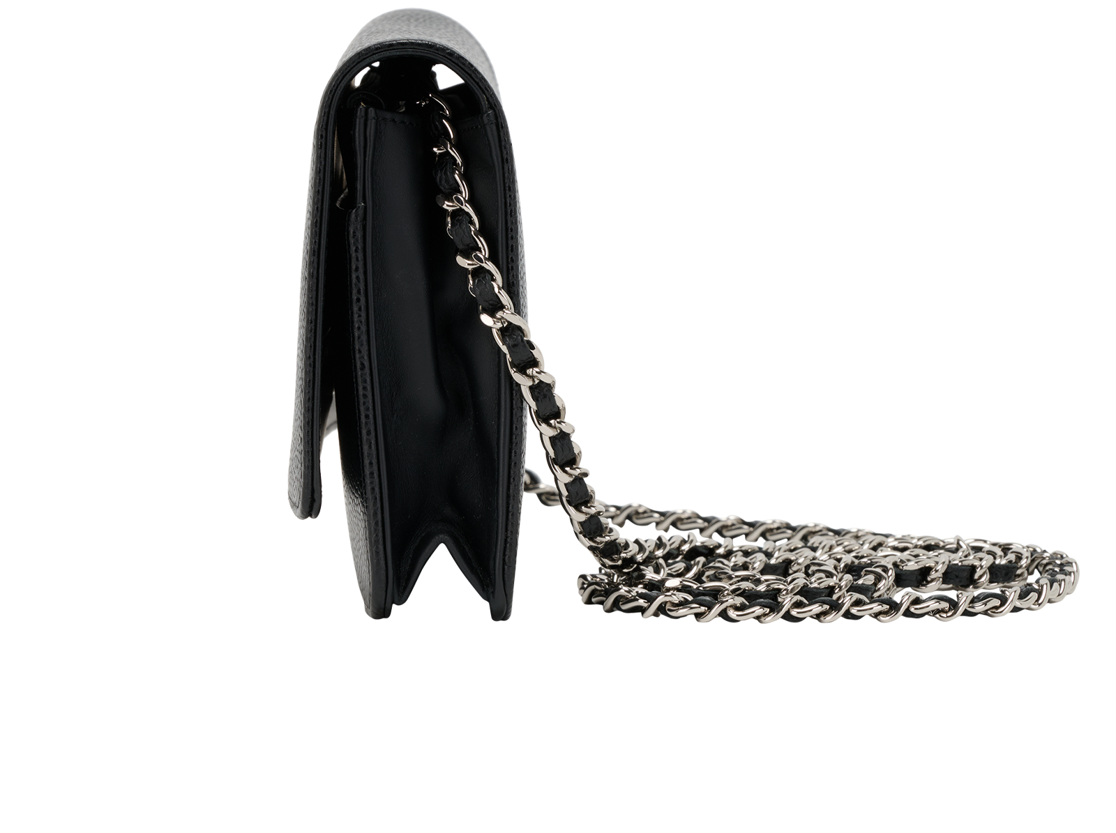 CC Timeless Wallet On Chain, &pound;1,600, Handbags, Black, Caviar Leather, Bottom view